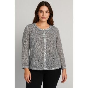 Laura Ashley Top Womens Plus Size 2X Button Down‎ Sheer Animal Print Breathable